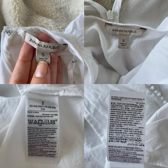 Banana Republic | White embroidered ruffle mini dress with slip | Size S - Picture 6 of 6